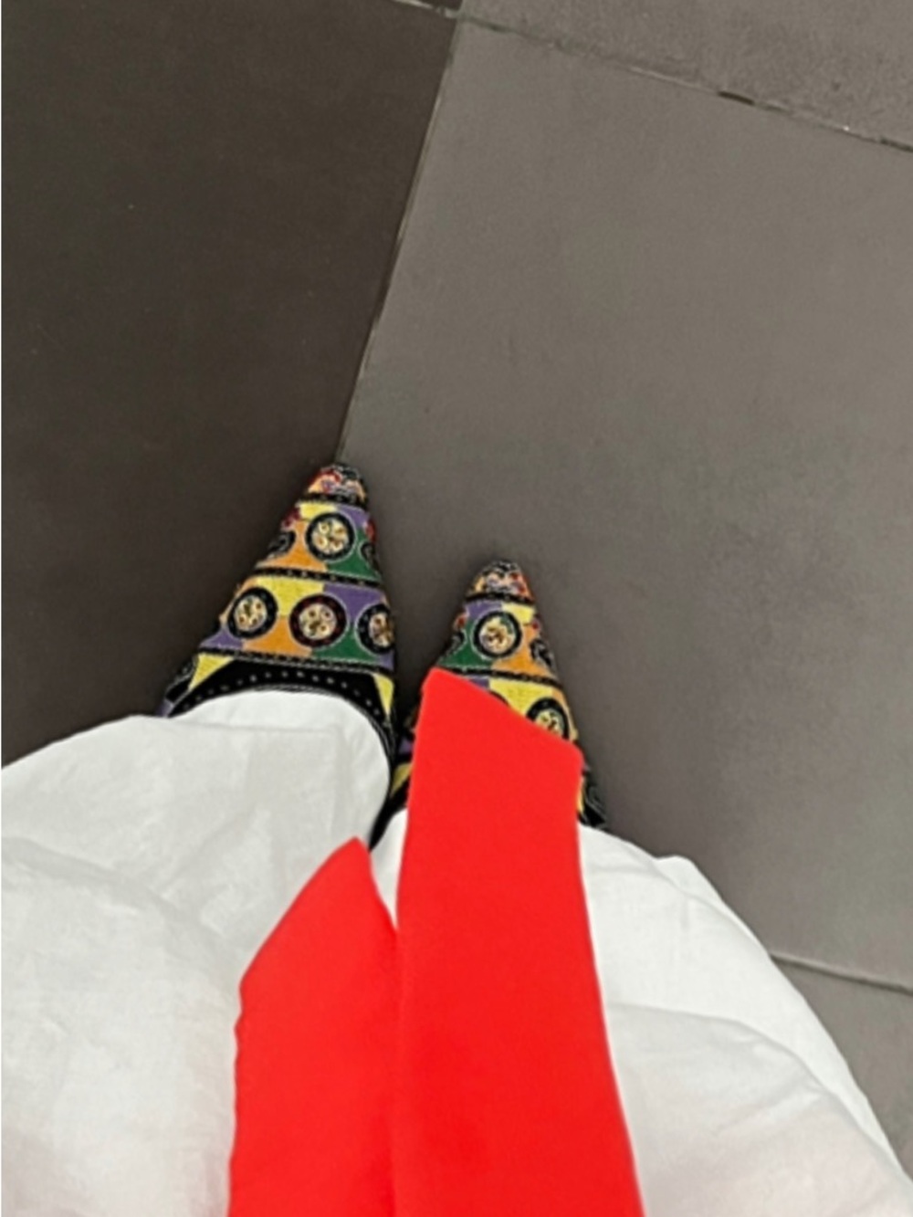 Beaded Multicolor Pointed-Toe Mule Heels - Women's VINTAGE - Picture 4 of 5